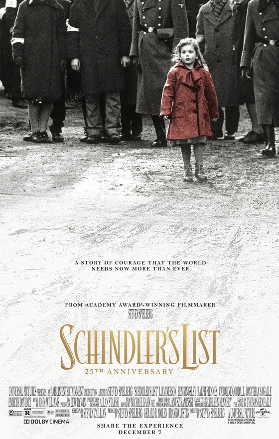 Schindler's List Poster. In Theaters Now